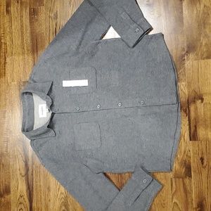 Mens Goodfellow & Co. gray ribbed knit button down shirt size L